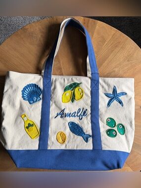 NWT Amalfi Embroidered Canvas Tote Bag